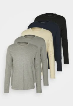 Pier One 5 Pack - Longsleeve - Black/Dark Blue/Stone -Mode Verkoop 1c25018ba4f641b38bf11faa7391875c