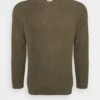 Pier One Big Stitch Mix Crewneck - Trui - Olive -Mode Verkoop 74b2248742944cc6a34834479528dd93