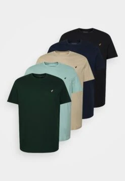 Pier One 5 Pack - T-Shirt Basic - Dark Green/Beige/Light Blue -Mode Verkoop 7af36362bd71478faf64c035d446b9b1