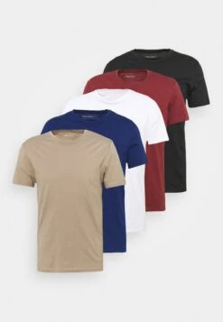 Pier One 5 Pack - T-Shirt Basic - White/Black/Bordeaux -Mode Verkoop 821a9428a35f403f8260cec51cee307c