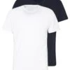 Pier One 2 Pack - T-Shirt Basic - White/Dark Blue -Mode Verkoop c317d65fe9bd4dd2b5dfb2c9aa92192f