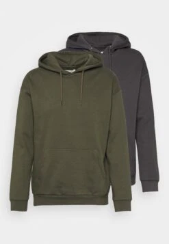 Pier One 2 Pack - Hoodie - Olive/Grey -Mode Verkoop e9b77bcede62405a96690341784f3595